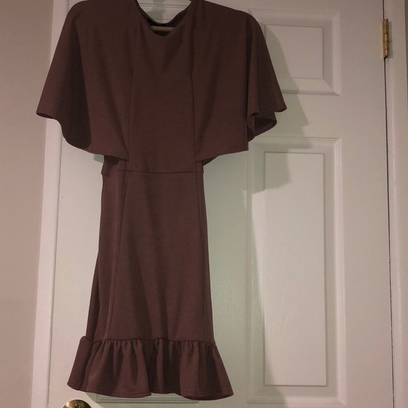 Mauve Mini Dress with Ruffle - Picture 2 of 5